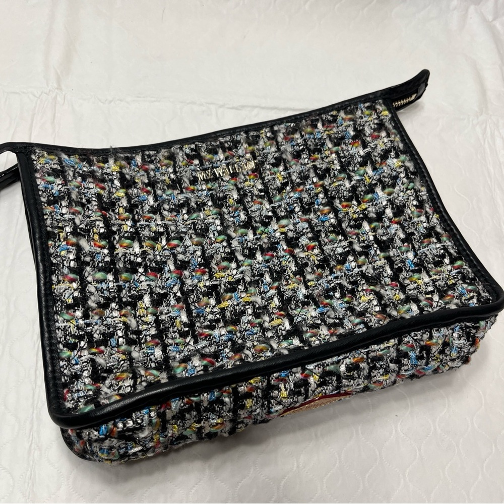 MZ Wallace Boucle Metro Clutch 10x9x3 Light Bag Textured Colorful Retro Purse